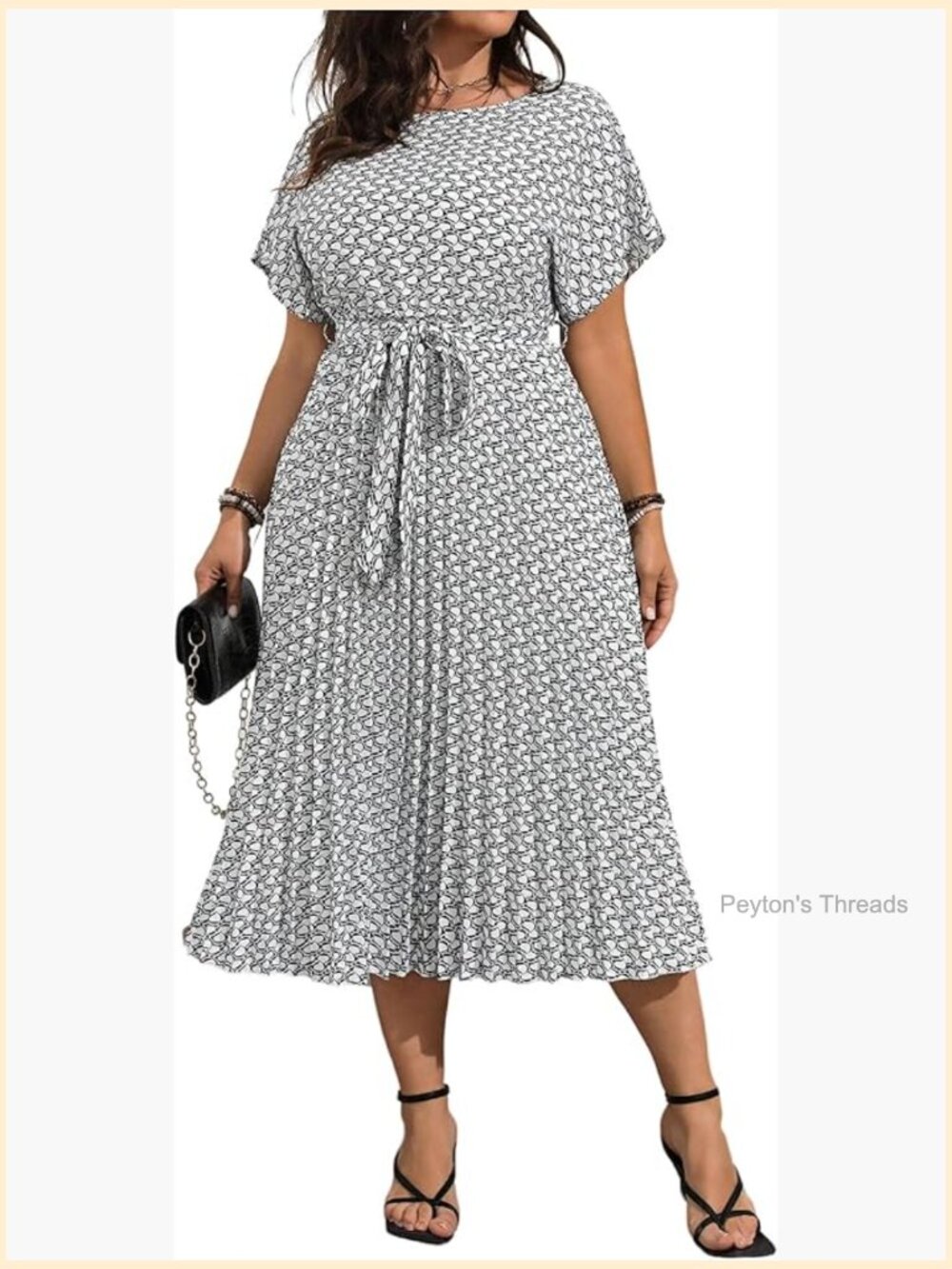 Plus Size Midi Dress Pleated Dolman Sleeve A Line Work Dress with Pockets